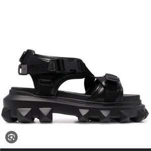 Valentino Garavani Rockstud Leather Rubber-Sole Dad Sandals chunky